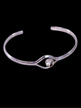 Sterling Silver 925 Deb Guyot Designs Herkimer Diamond Cuff 7” Bangle Bracelet